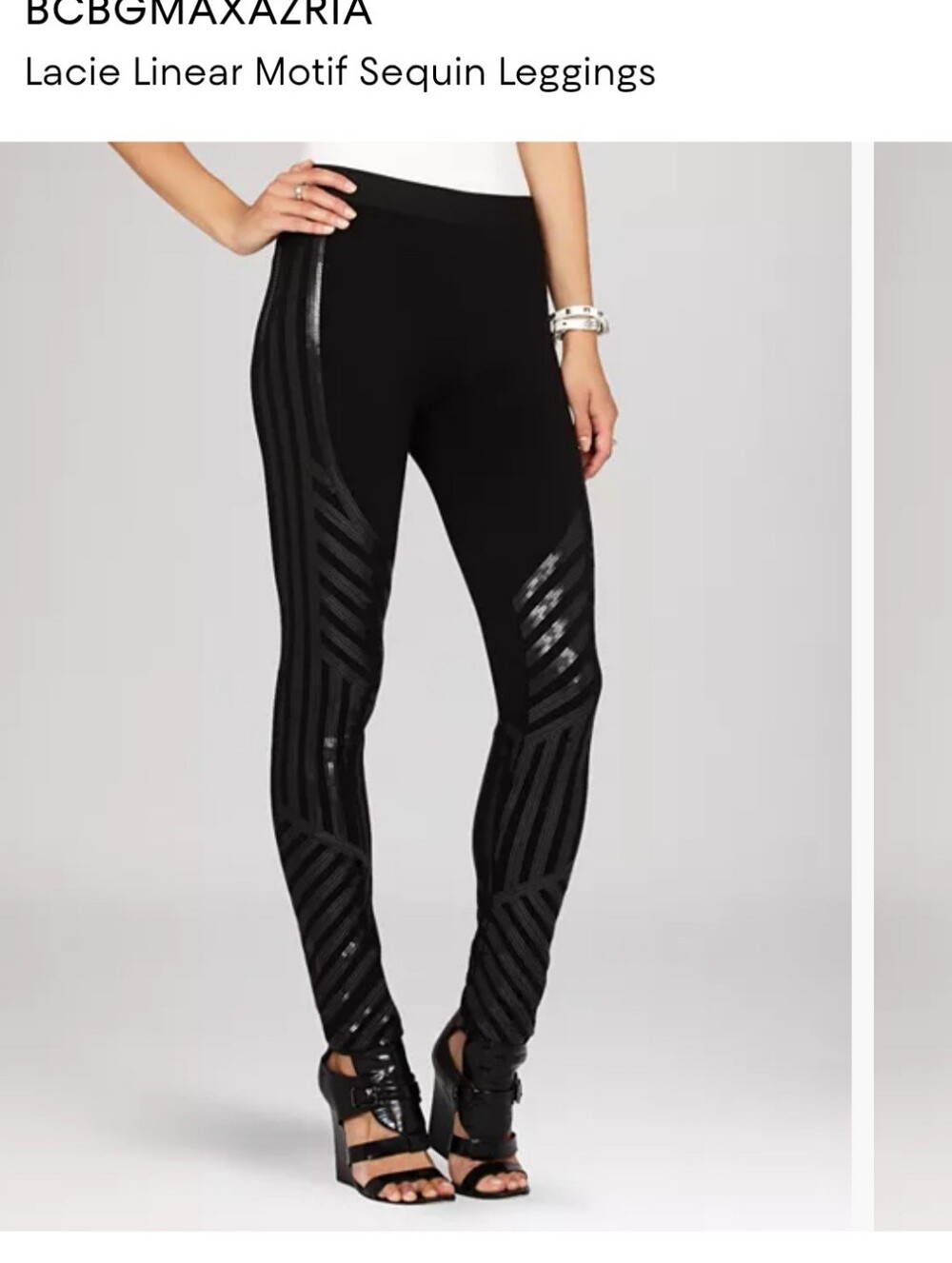 BCBGMaxAzria Lace Linear Motif Sequin Leggings